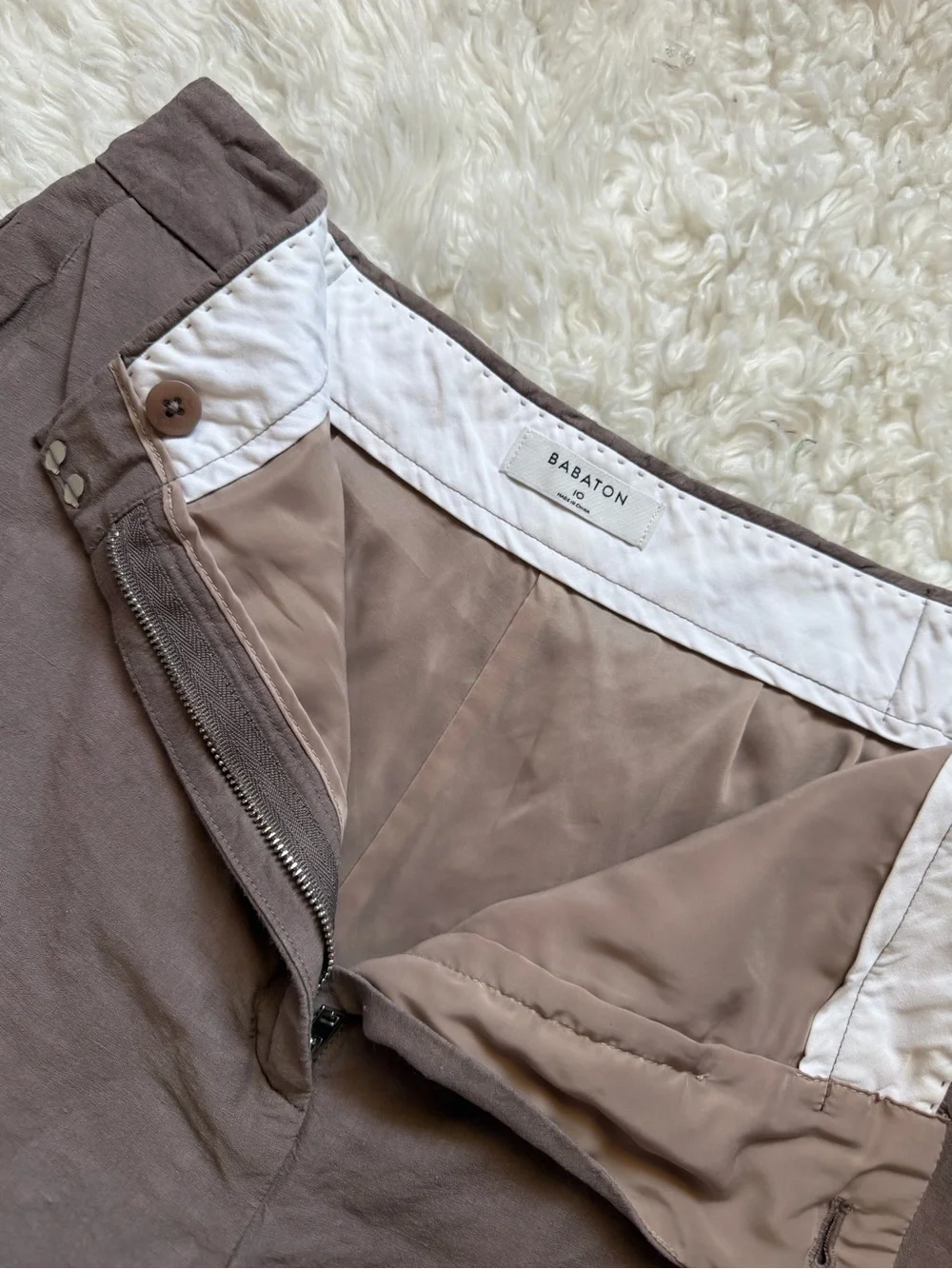 Aritzia Babaton High-Rise Chino Shorts Sable Brown Lined 10